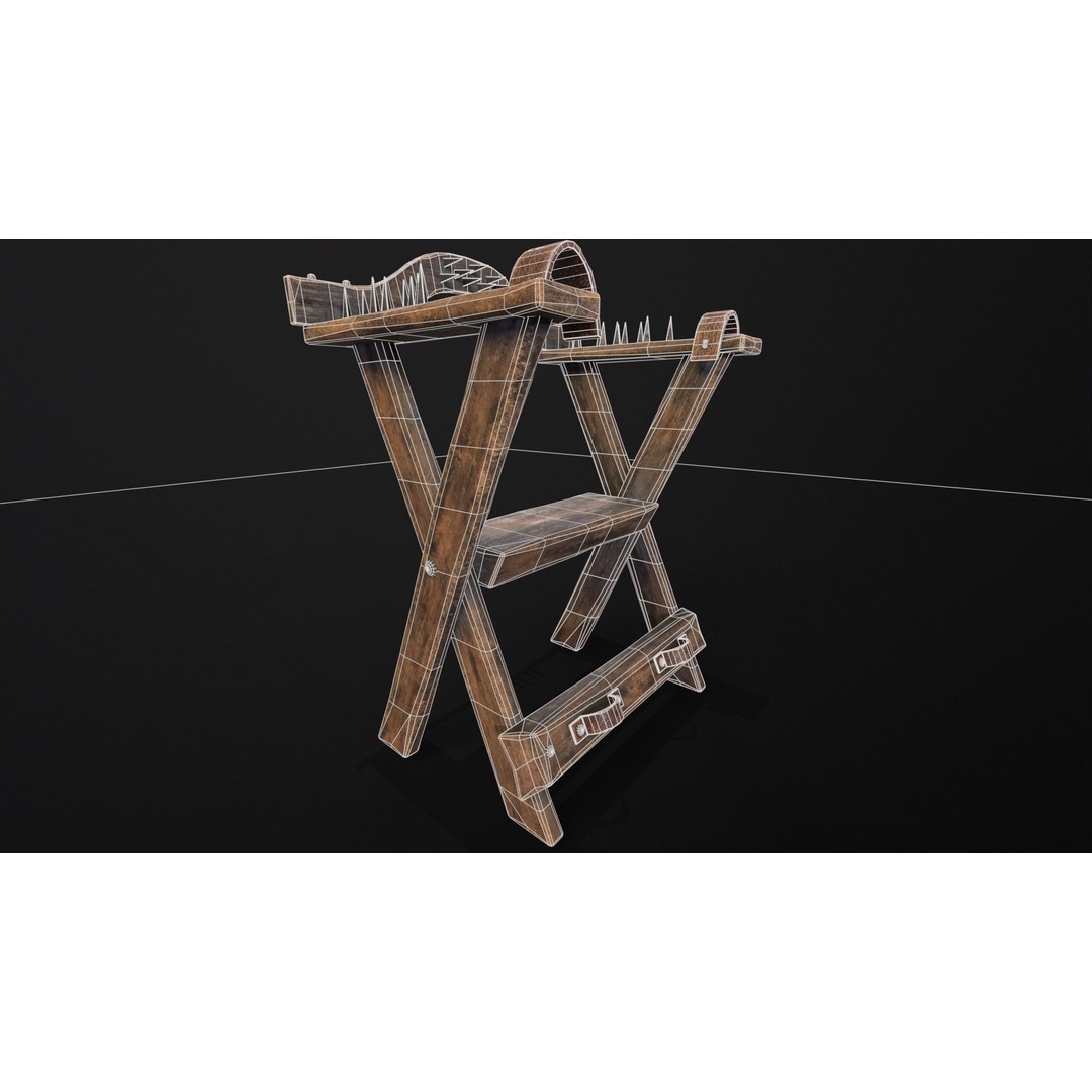 Spiked Torture Chair 3D Model – Low Poly Game Asset, FBX, OBJ