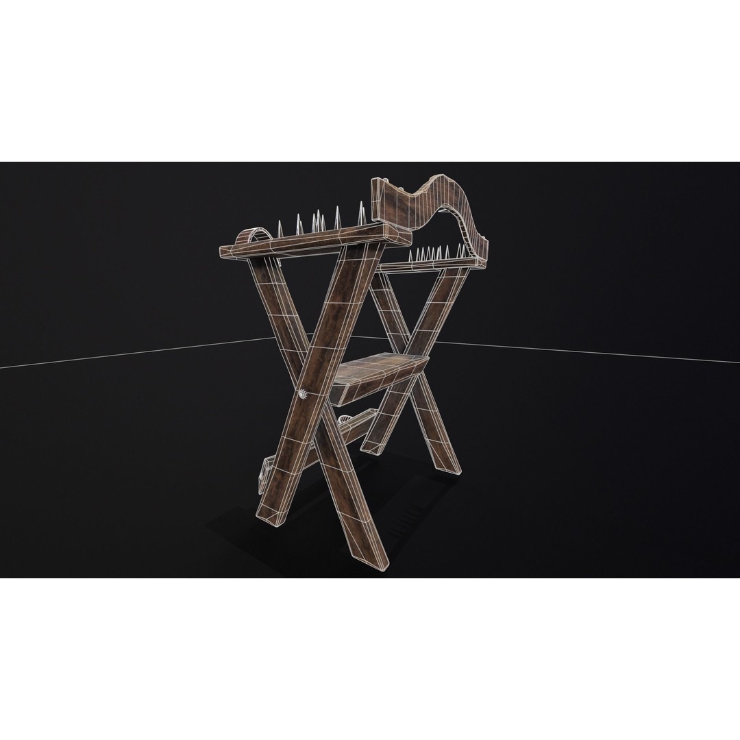 Spiked Torture Chair 3D Model – Low Poly Game Asset, FBX, OBJ - View 10