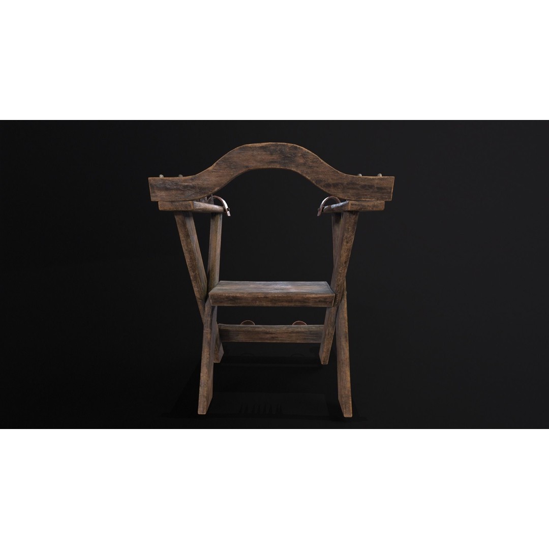 Spiked Torture Chair 3D Model – Low Poly Game Asset, FBX, OBJ - View 11