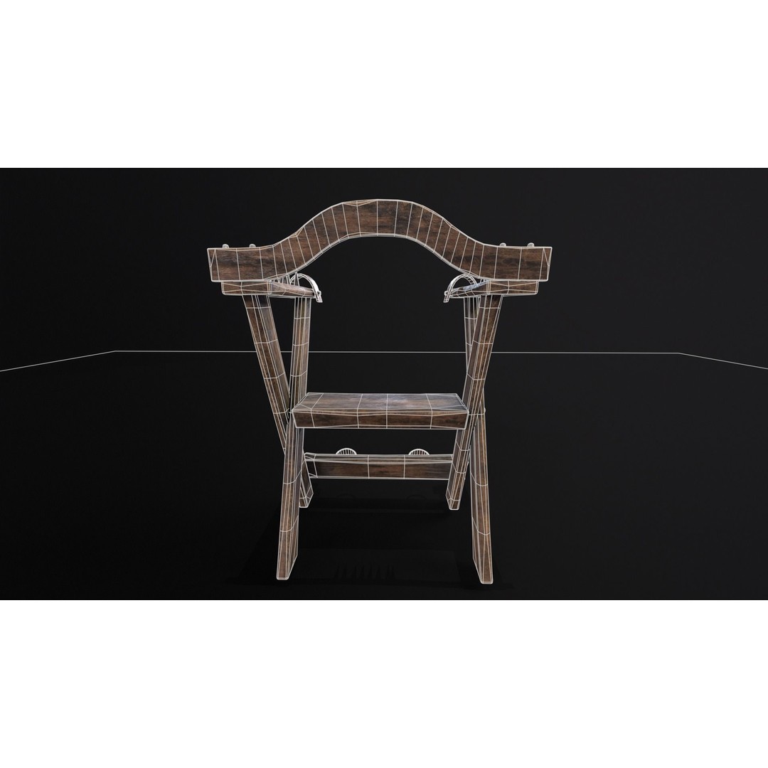 Spiked Torture Chair 3D Model – Low Poly Game Asset, FBX, OBJ - View 12