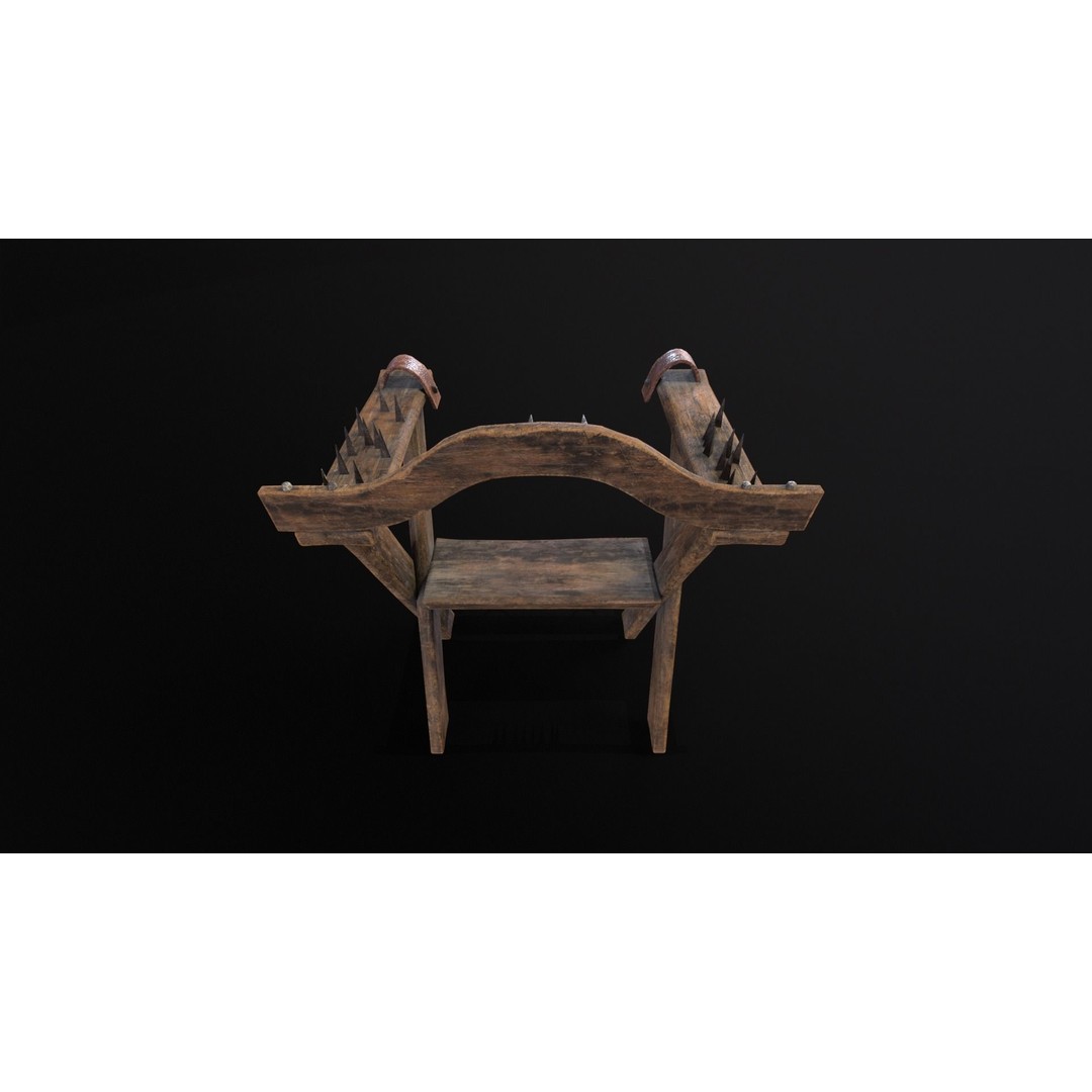Spiked Torture Chair 3D Model – Low Poly Game Asset, FBX, OBJ - View 13