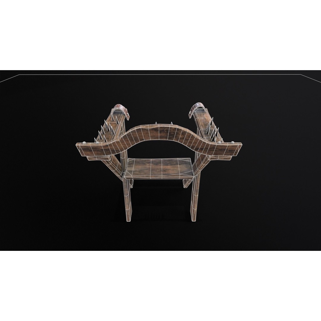 Spiked Torture Chair 3D Model – Low Poly Game Asset, FBX, OBJ - View 14