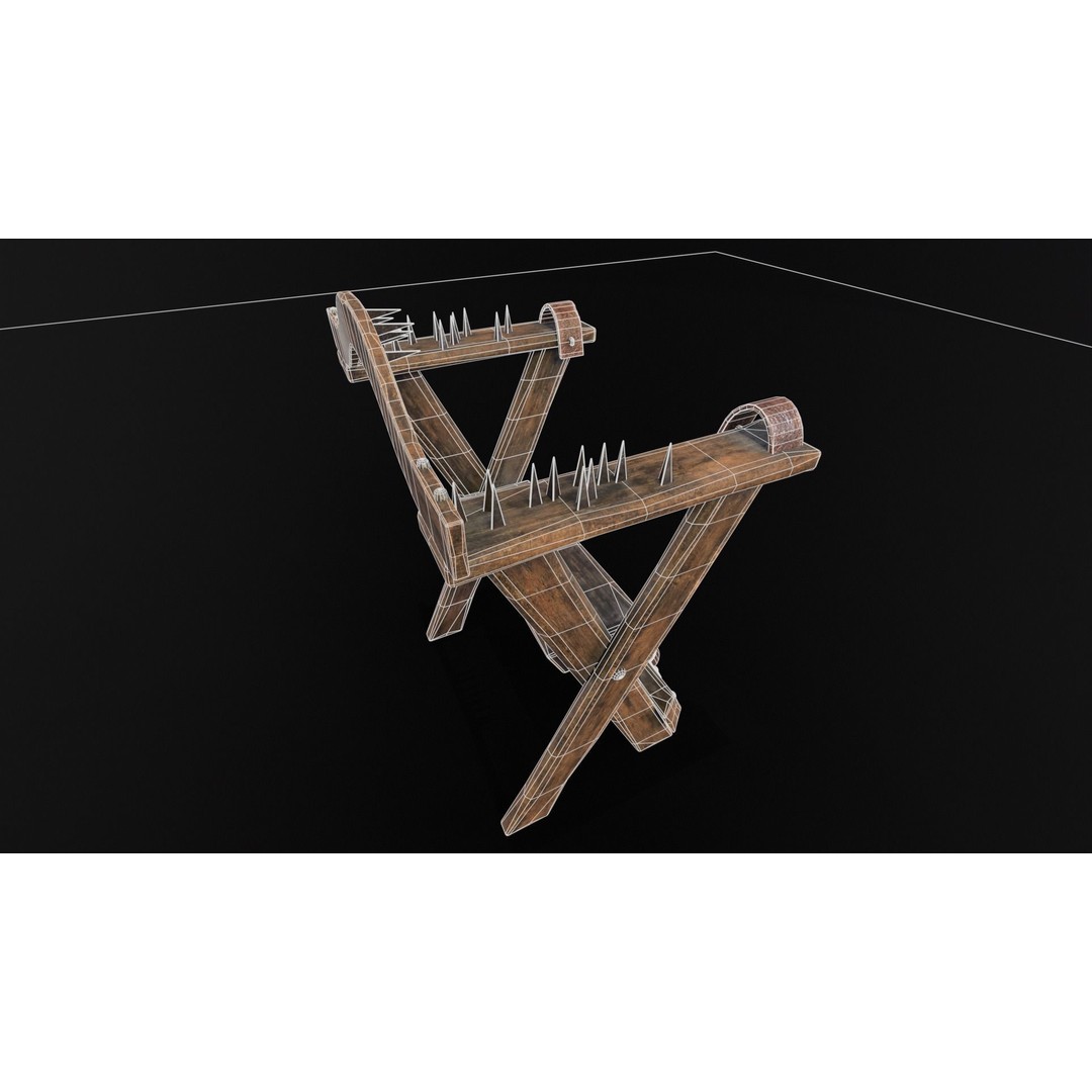 Spiked Torture Chair 3D Model – Low Poly Game Asset, FBX, OBJ - View 16