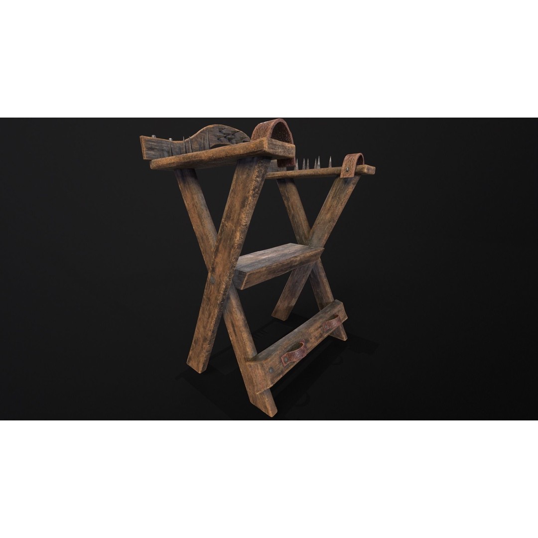 Spiked Torture Chair 3D Model – Low Poly Game Asset, FBX, OBJ - View 21