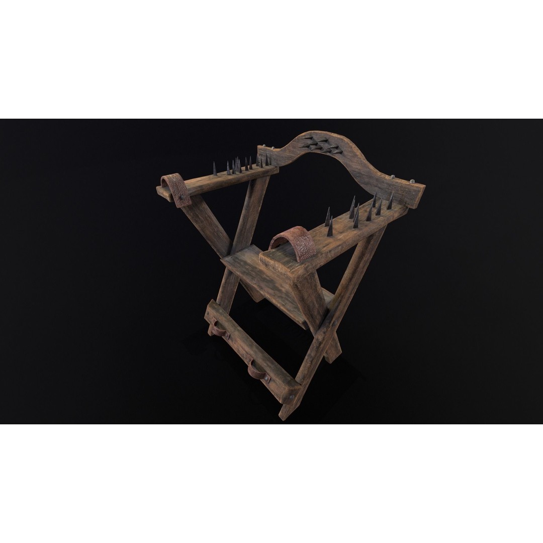 Spiked Torture Chair 3D Model – Low Poly Game Asset, FBX, OBJ - View 3