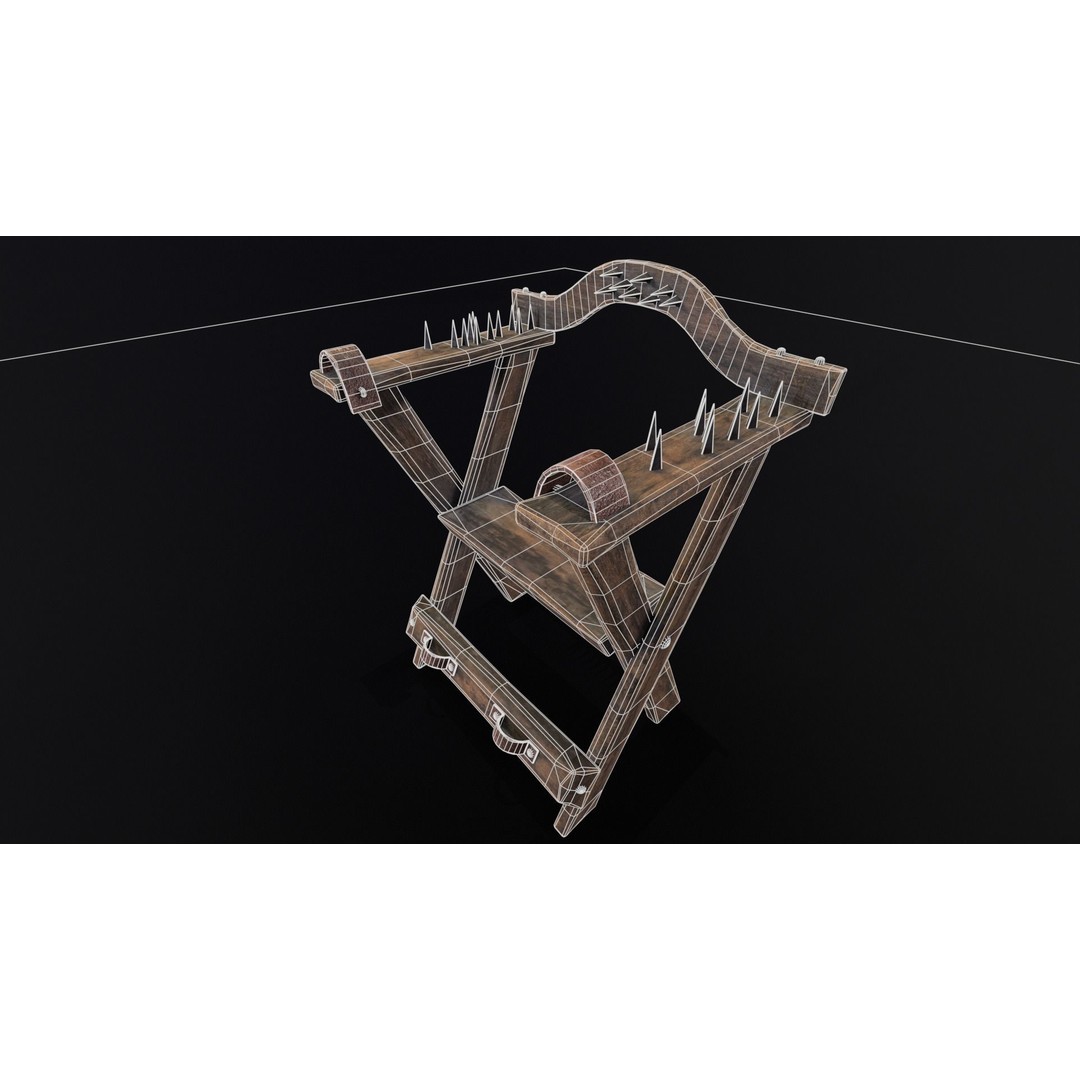 Spiked Torture Chair 3D Model – Low Poly Game Asset, FBX, OBJ - View 4