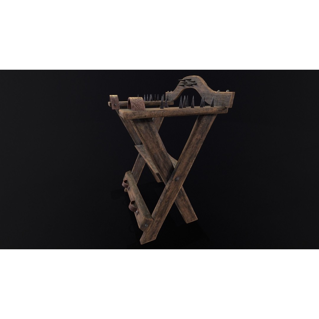 Spiked Torture Chair 3D Model – Low Poly Game Asset, FBX, OBJ - View 5