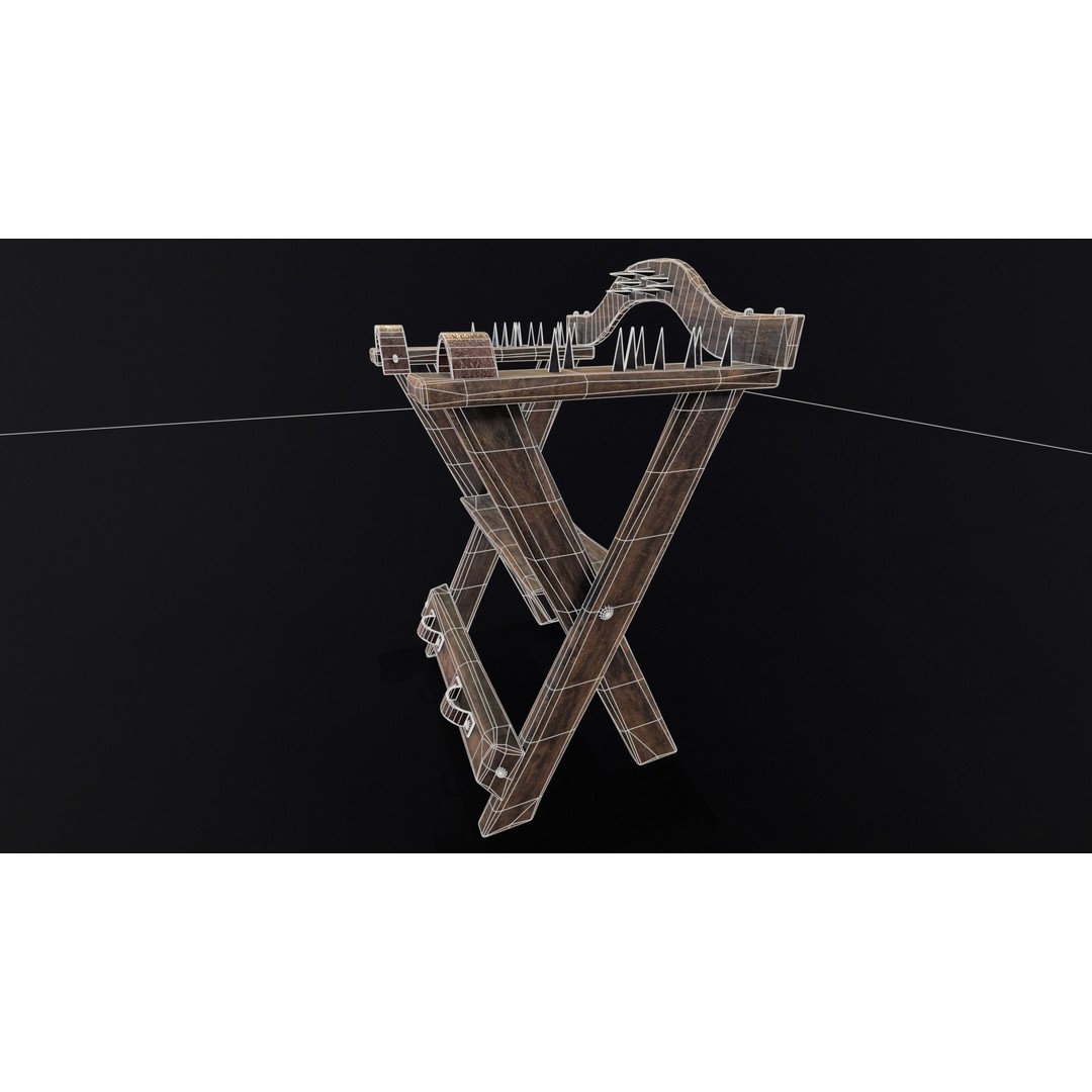 Spiked Torture Chair 3D Model – Low Poly Game Asset, FBX, OBJ - View 6