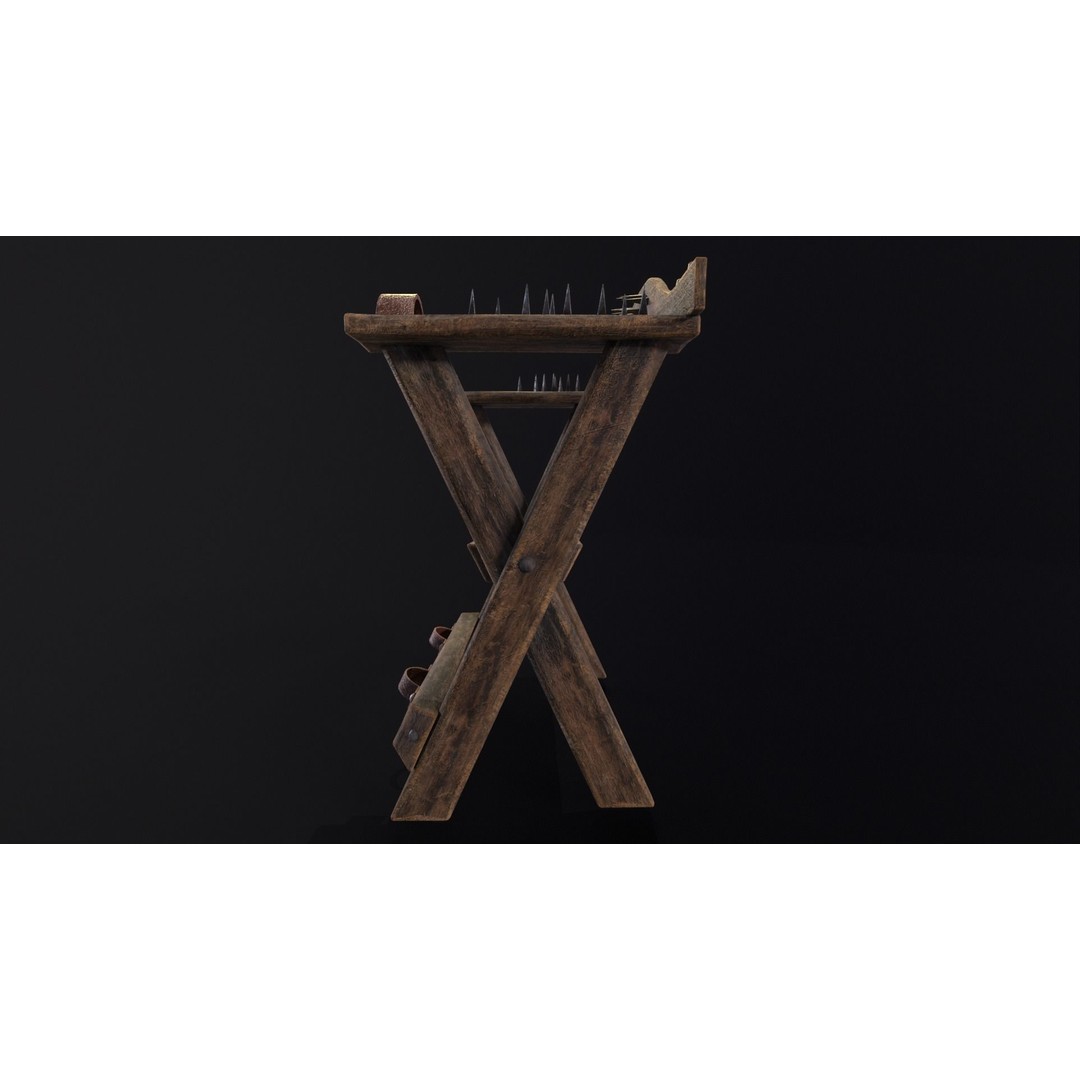 Spiked Torture Chair 3D Model – Low Poly Game Asset, FBX, OBJ - View 7