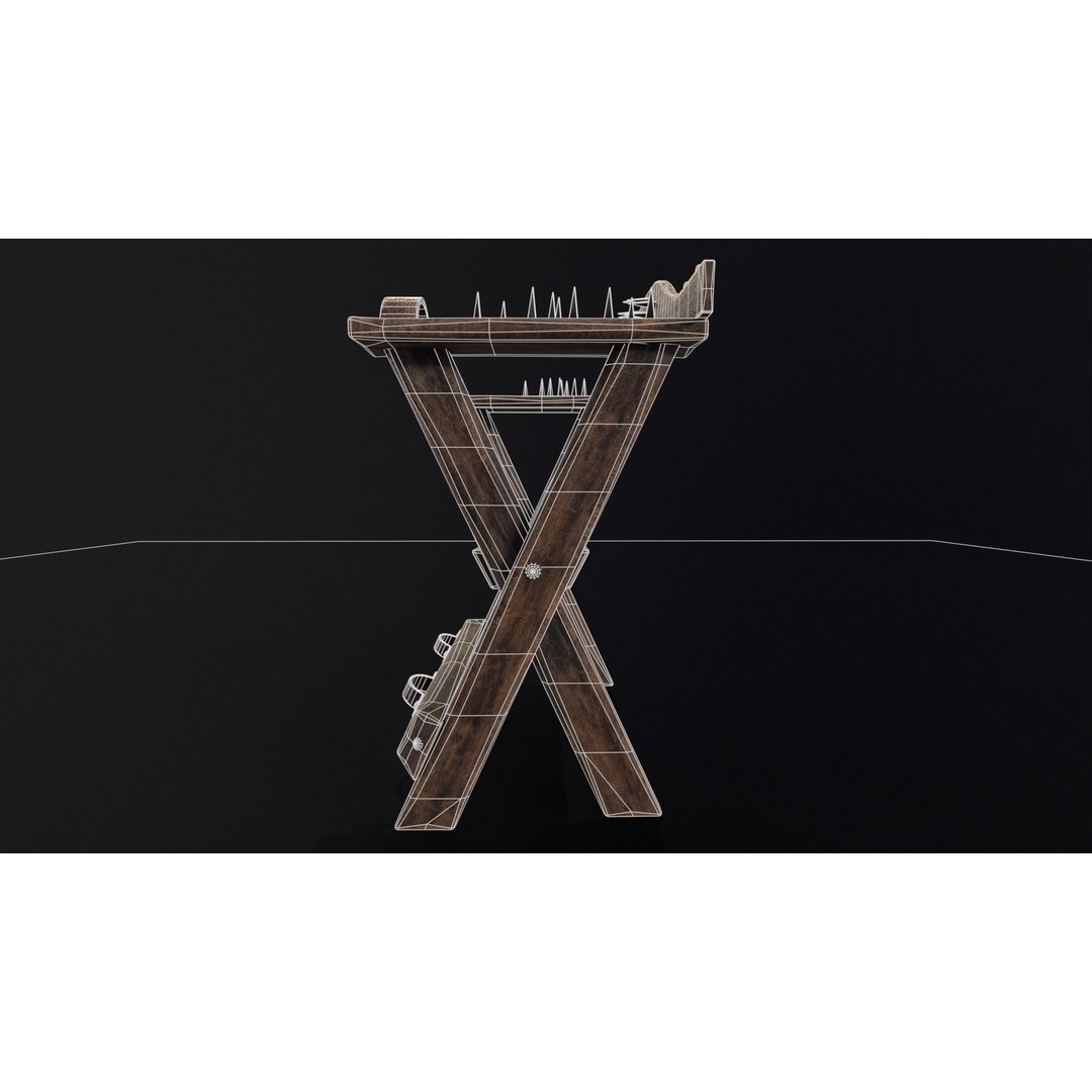 Spiked Torture Chair 3D Model – Low Poly Game Asset, FBX, OBJ - View 8