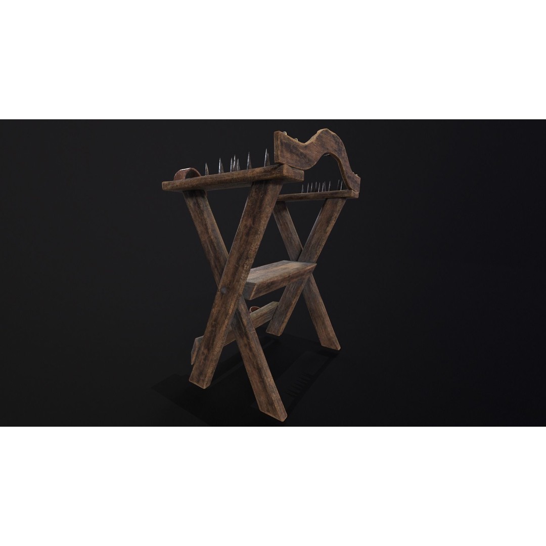 Spiked Torture Chair 3D Model – Low Poly Game Asset, FBX, OBJ - View 9