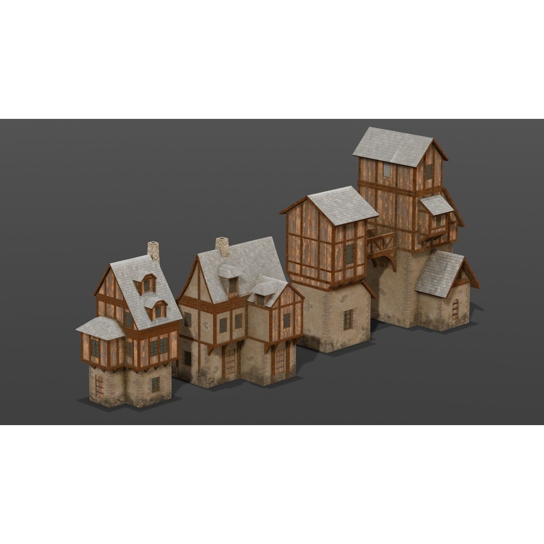 House Pack 3D Model – Low Poly Architectural Asset, FBX, PBR Textures
