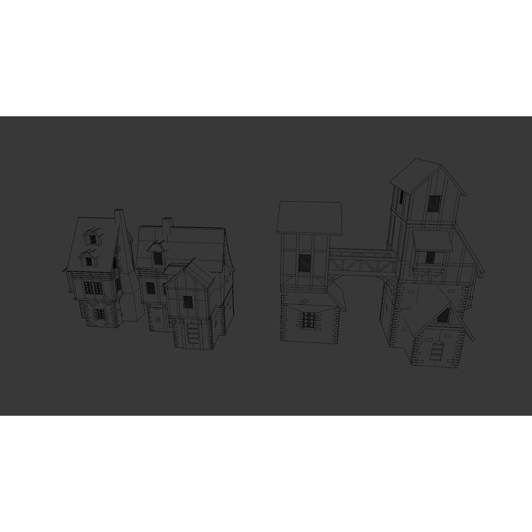 House Pack 3D Model – Low Poly Architectural Asset, FBX, PBR Textures - View 10