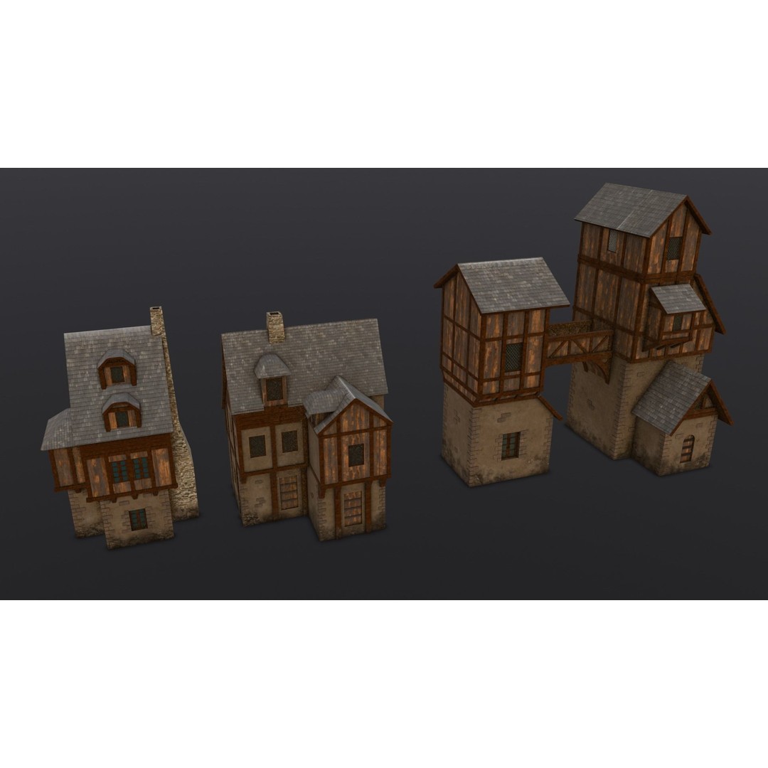 House Pack 3D Model – Low Poly Architectural Asset, FBX, PBR Textures - View 11