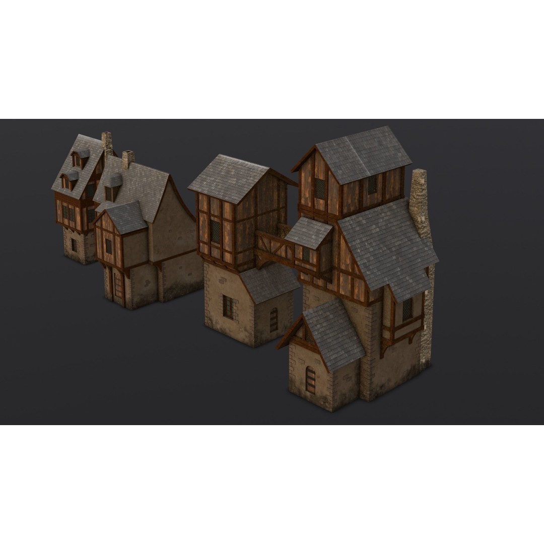 House Pack 3D Model – Low Poly Architectural Asset, FBX, PBR Textures - View 12