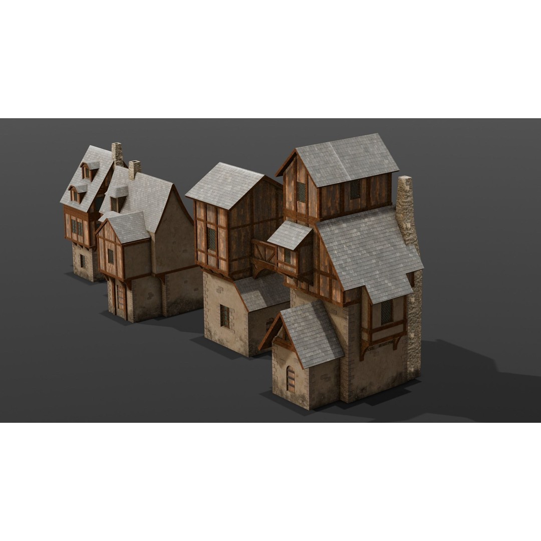 House Pack 3D Model – Low Poly Architectural Asset, FBX, PBR Textures - View 13