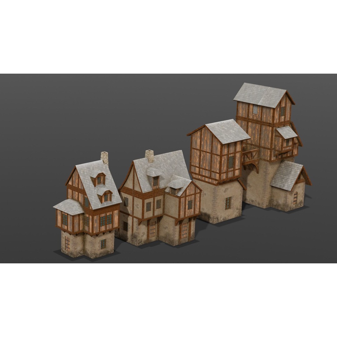 House Pack 3D Model – Low Poly Architectural Asset, FBX, PBR Textures - View 15