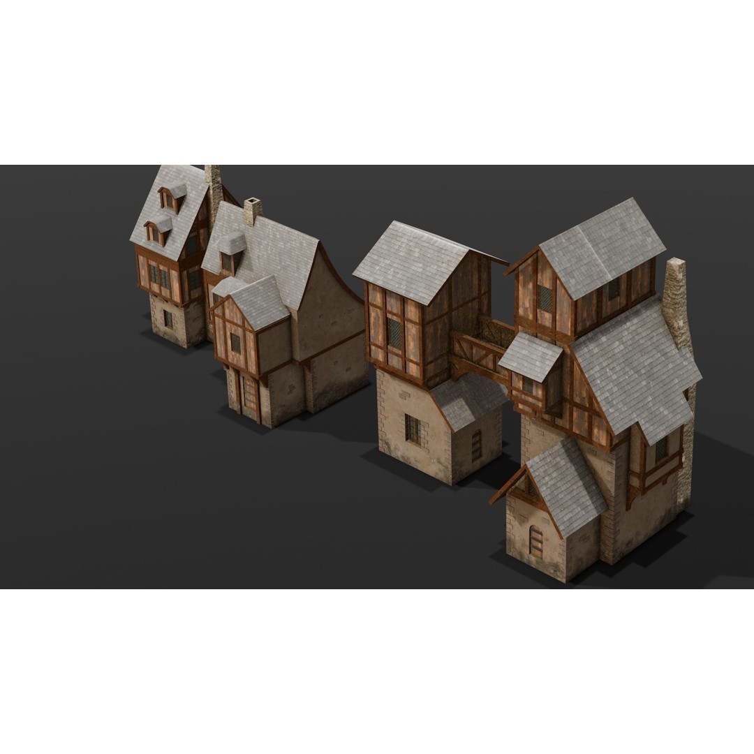 House Pack 3D Model – Low Poly Architectural Asset, FBX, PBR Textures - View 21