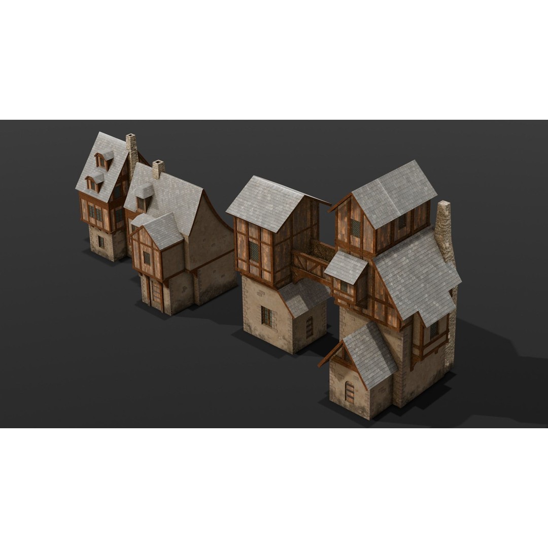 House Pack 3D Model – Low Poly Architectural Asset, FBX, PBR Textures - View 22