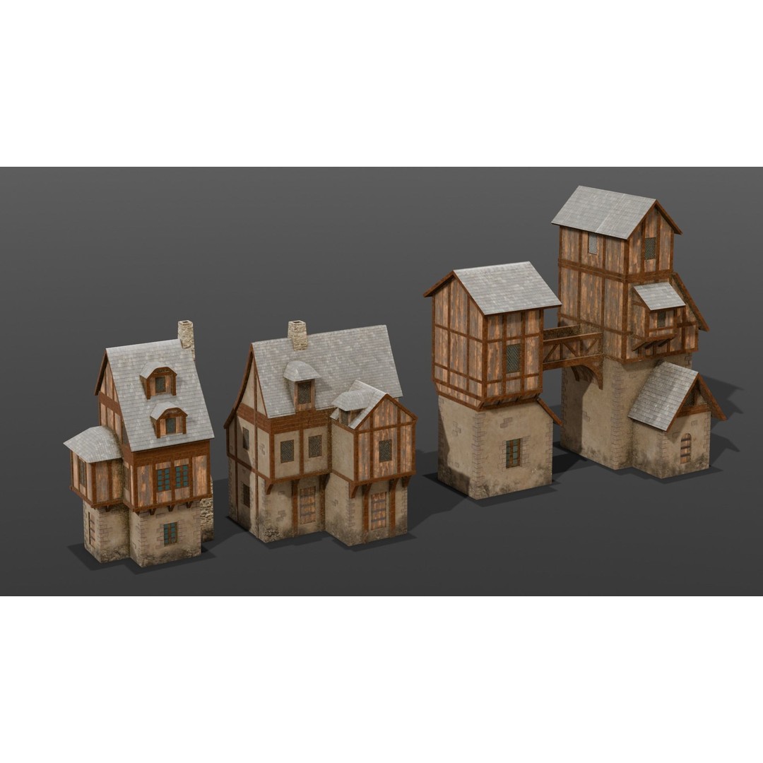 House Pack 3D Model – Low Poly Architectural Asset, FBX, PBR Textures - View 23