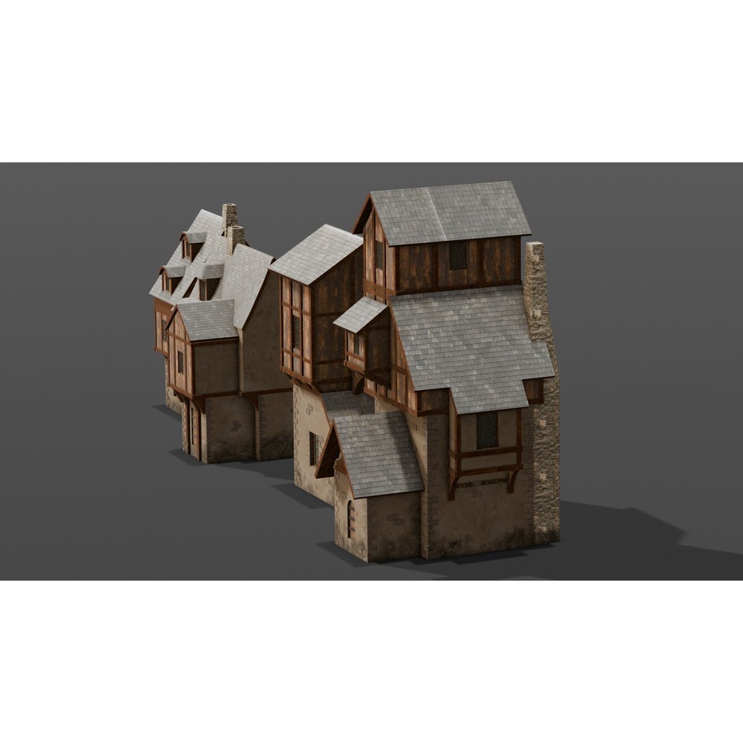 House Pack 3D Model – Low Poly Architectural Asset, FBX, PBR Textures - View 4