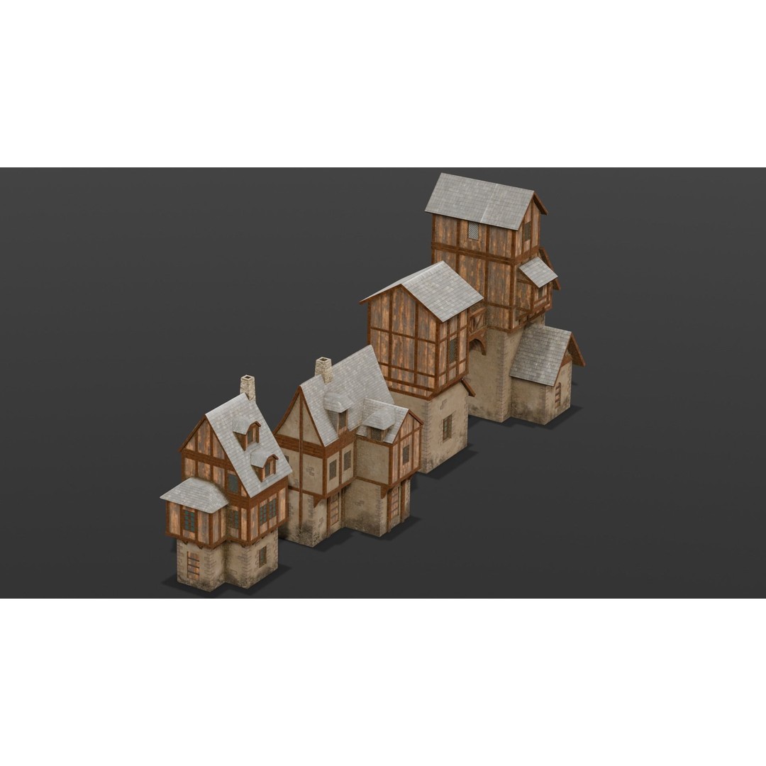 House Pack 3D Model – Low Poly Architectural Asset, FBX, PBR Textures - View 5