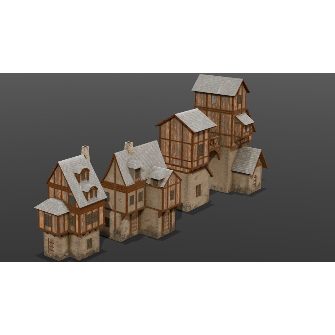 House Pack 3D Model – Low Poly Architectural Asset, FBX, PBR Textures - View 6