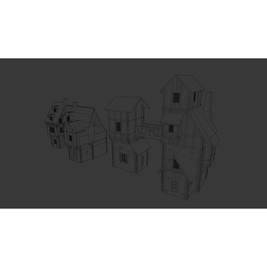 House Pack 3D Model – Low Poly Architectural Asset, FBX, PBR Textures - View 9