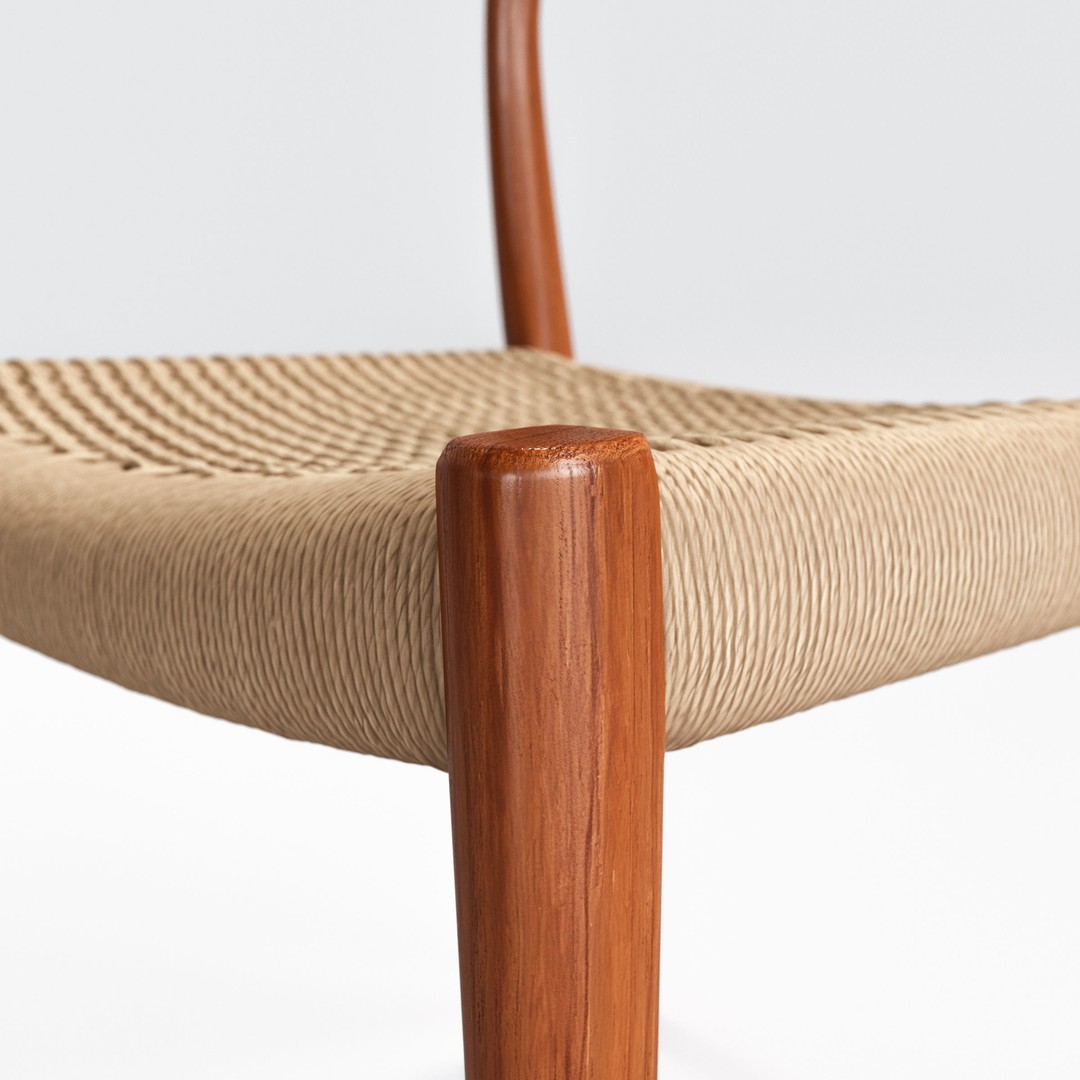 Niels Moller Model 77 Dining Chair 3D Model – Low Poly Teakwood Design, FBX, OBJ - View 10