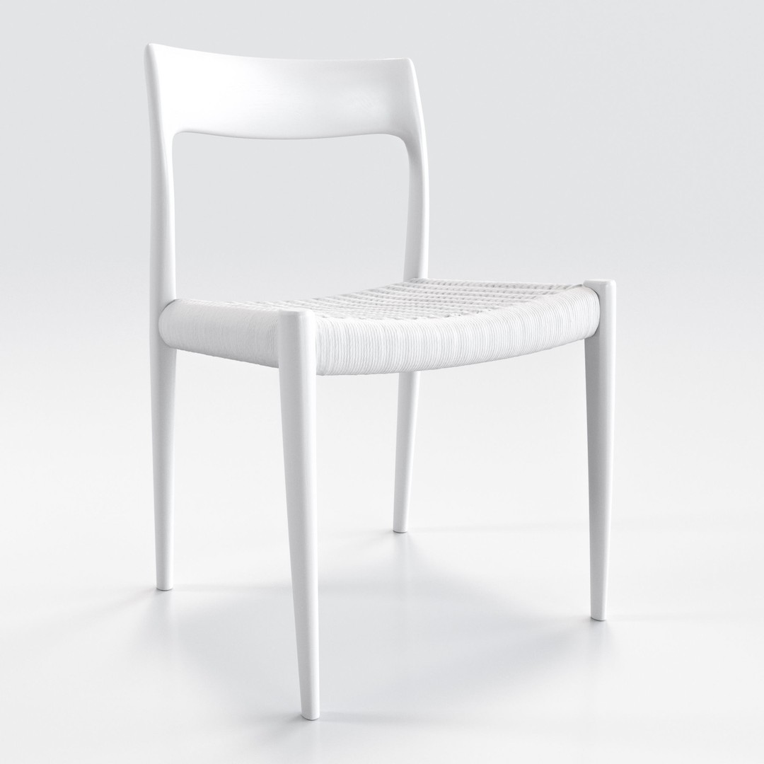 Niels Moller Model 77 Dining Chair 3D Model – Low Poly Teakwood Design, FBX, OBJ - View 22