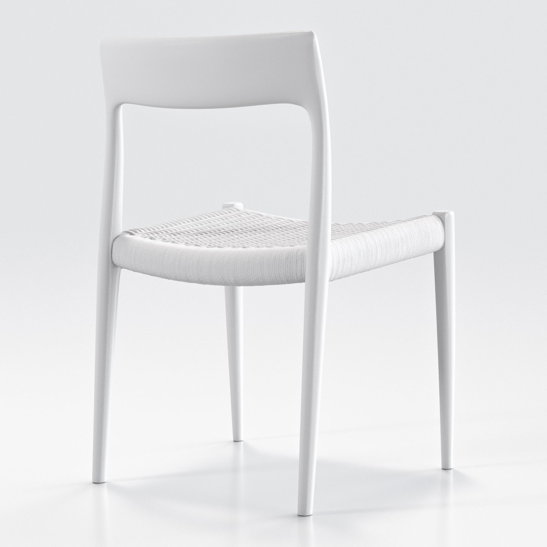 Niels Moller Model 77 Dining Chair 3D Model – Low Poly Teakwood Design, FBX, OBJ - View 23
