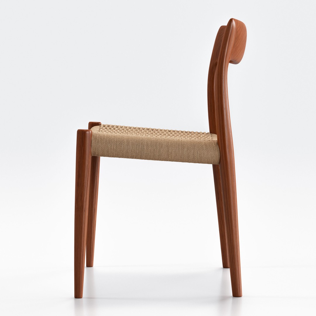 Niels Moller Model 77 Dining Chair 3D Model – Low Poly Teakwood Design, FBX, OBJ - View 6