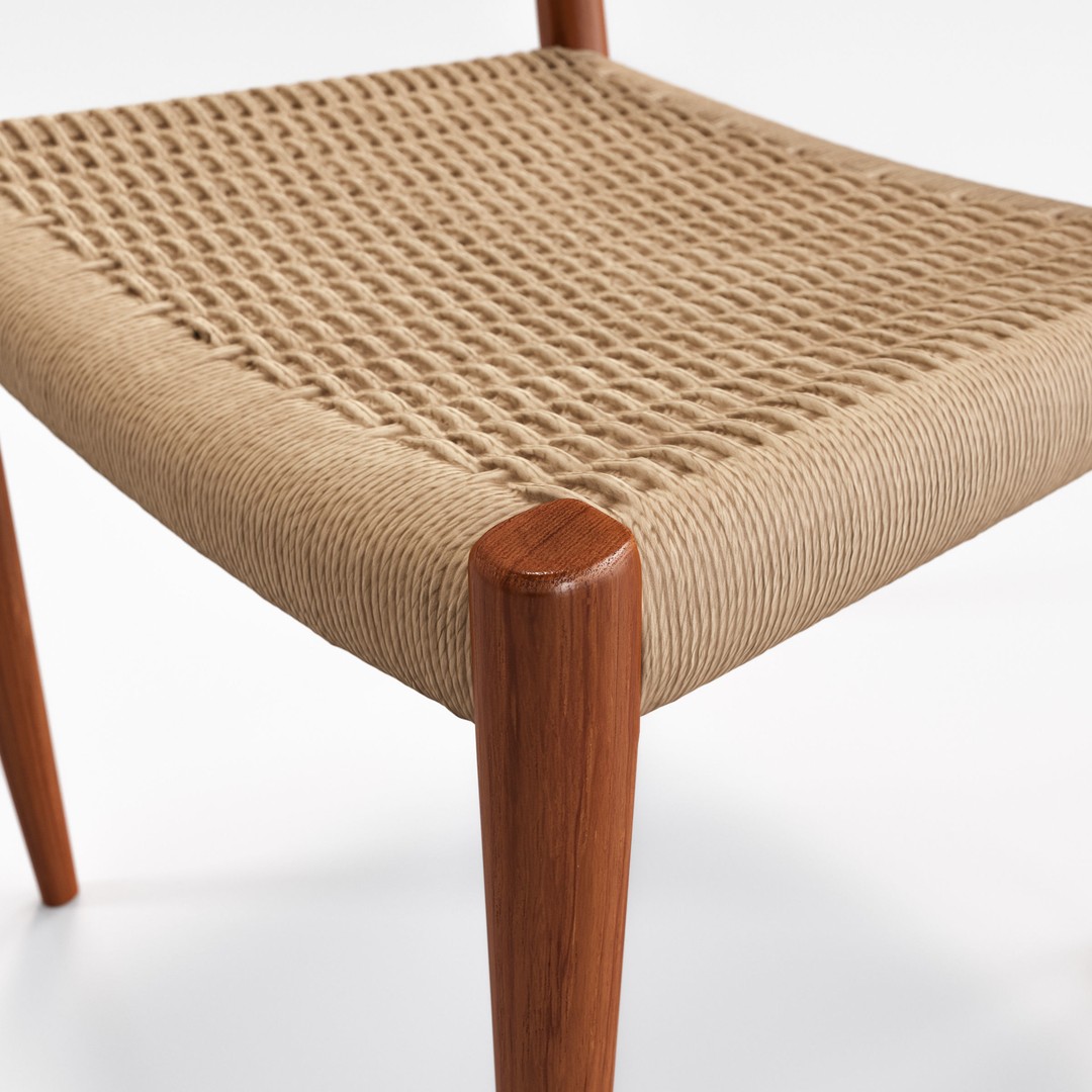 Niels Moller Model 77 Dining Chair 3D Model – Low Poly Teakwood Design, FBX, OBJ - View 9