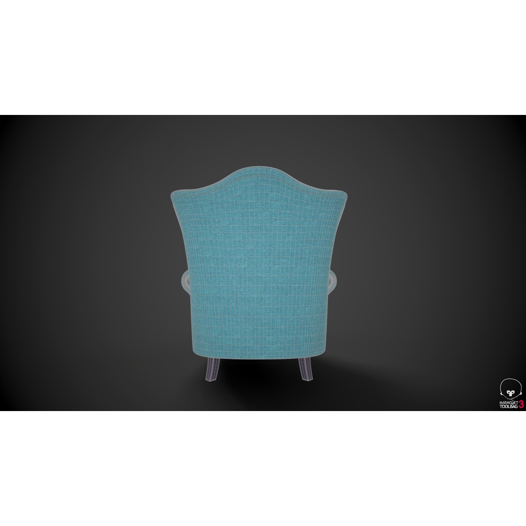 Wingback Chair 3D Model – Low Poly PBR Furniture Asset, FBX - View 10