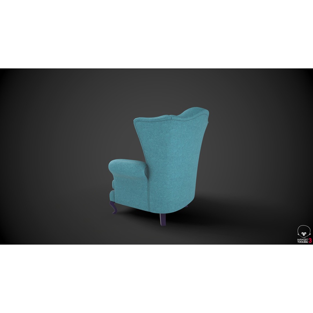 Wingback Chair 3D Model – Low Poly PBR Furniture Asset, FBX - View 11