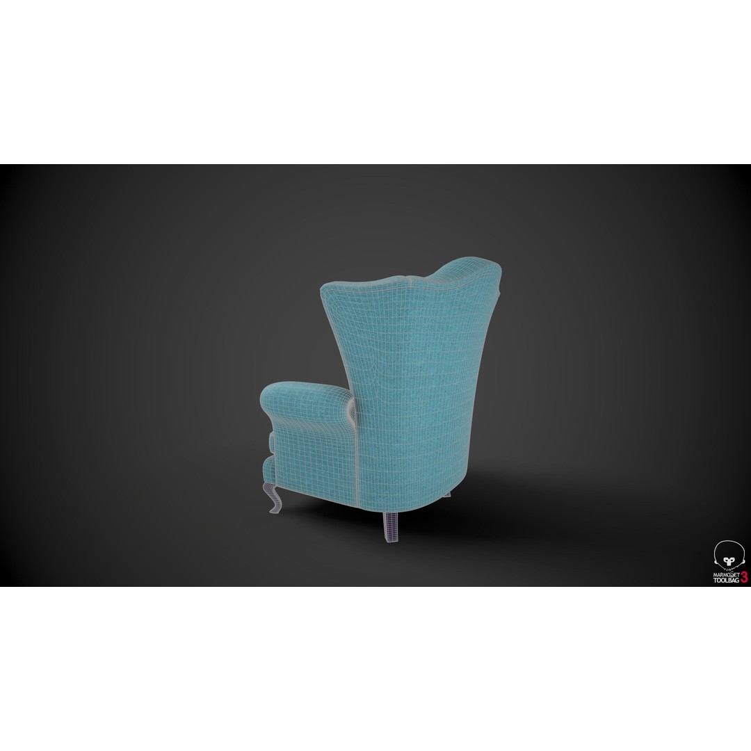 Wingback Chair 3D Model – Low Poly PBR Furniture Asset, FBX - View 12