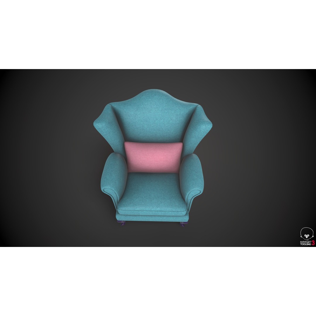 Wingback Chair 3D Model – Low Poly PBR Furniture Asset, FBX - View 13