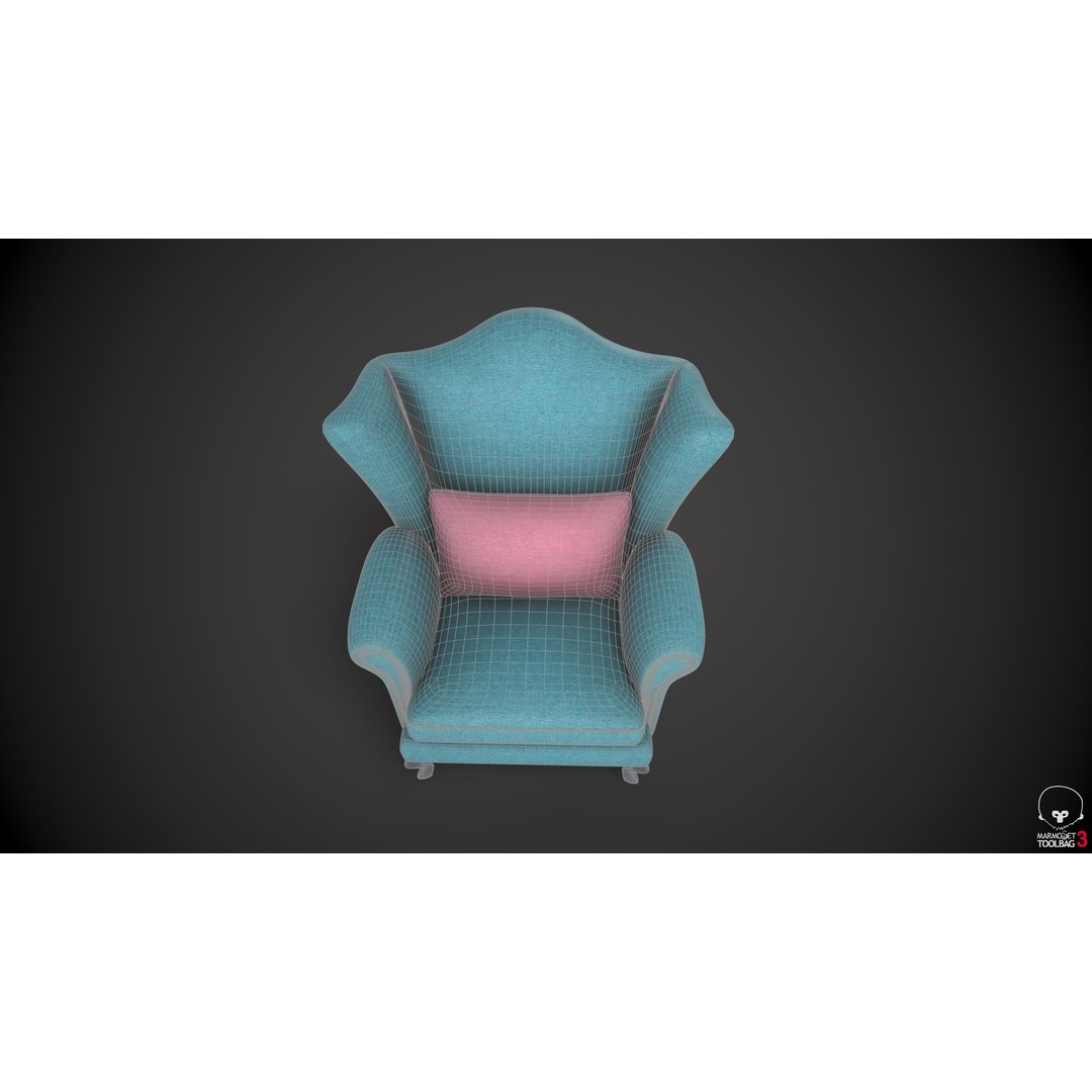 Wingback Chair 3D Model – Low Poly PBR Furniture Asset, FBX - View 14