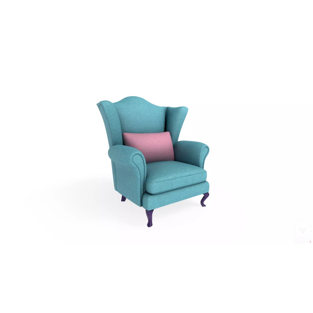 Wingback Chair 3D Model – Low Poly PBR Furniture Asset, FBX - View 2
