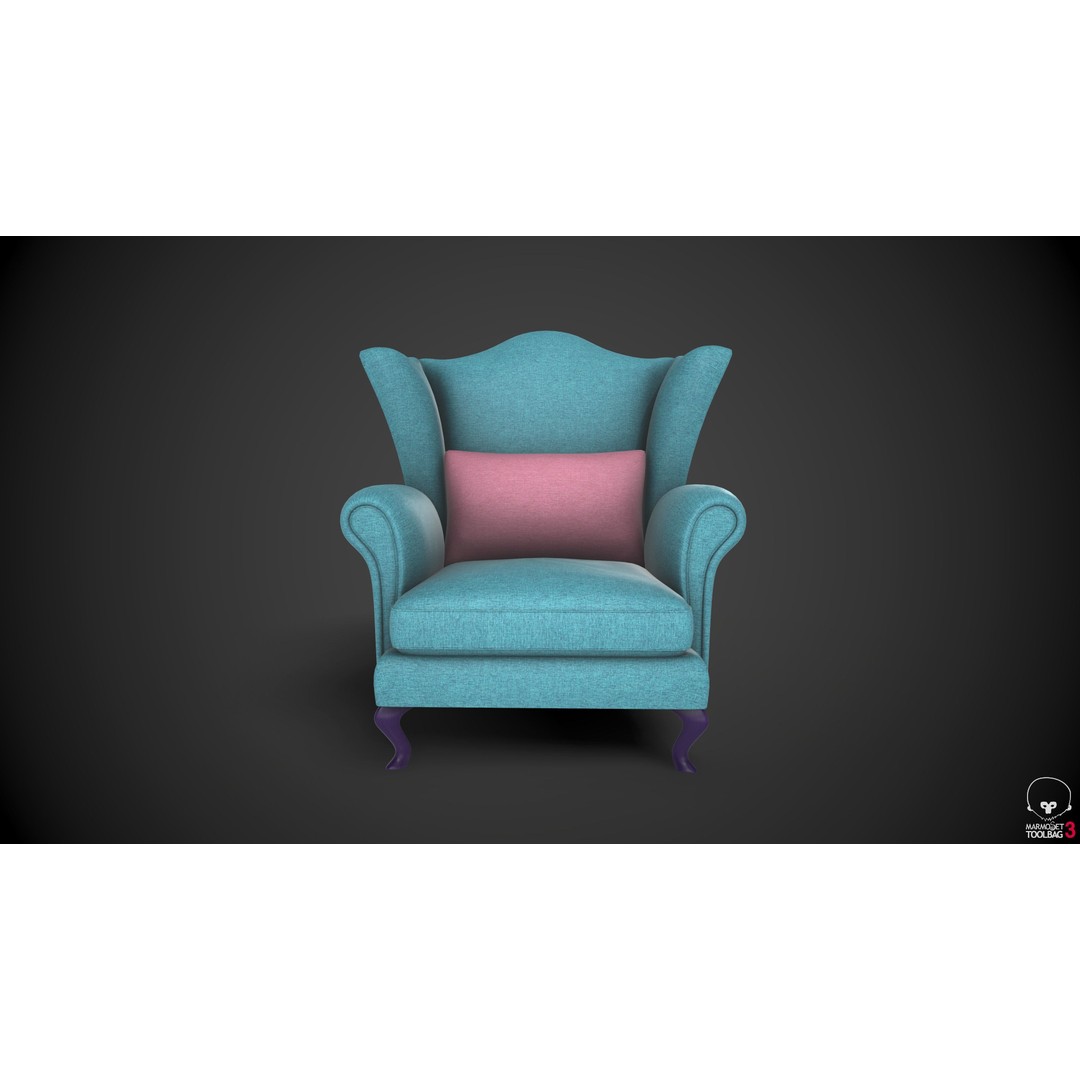 Wingback Chair 3D Model – Low Poly PBR Furniture Asset, FBX - View 5