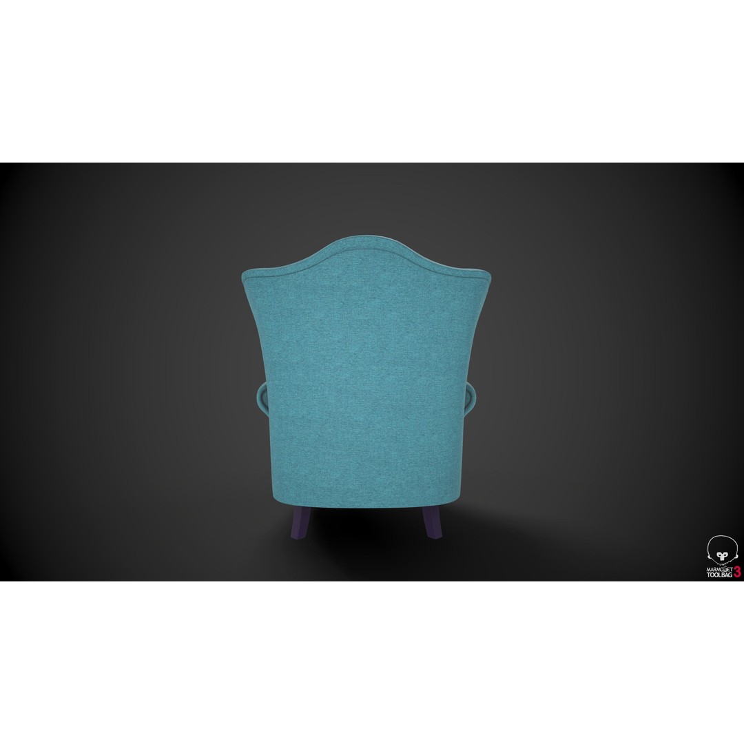 Wingback Chair 3D Model – Low Poly PBR Furniture Asset, FBX - View 9