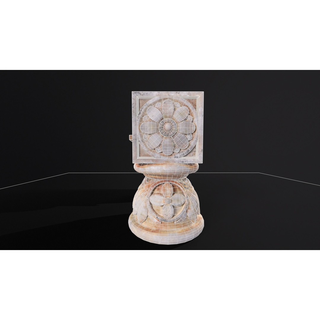 Marble Floral Garden Decoration 3D Model – Low Poly PBR Asset, FBX, OBJ - View 10