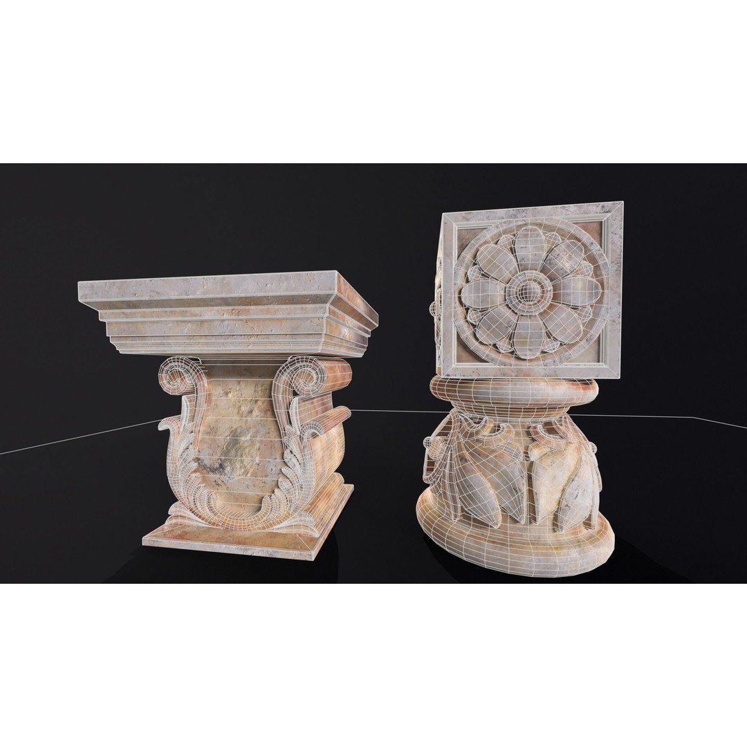 Marble Floral Garden Decoration 3D Model – Low Poly PBR Asset, FBX, OBJ - View 14