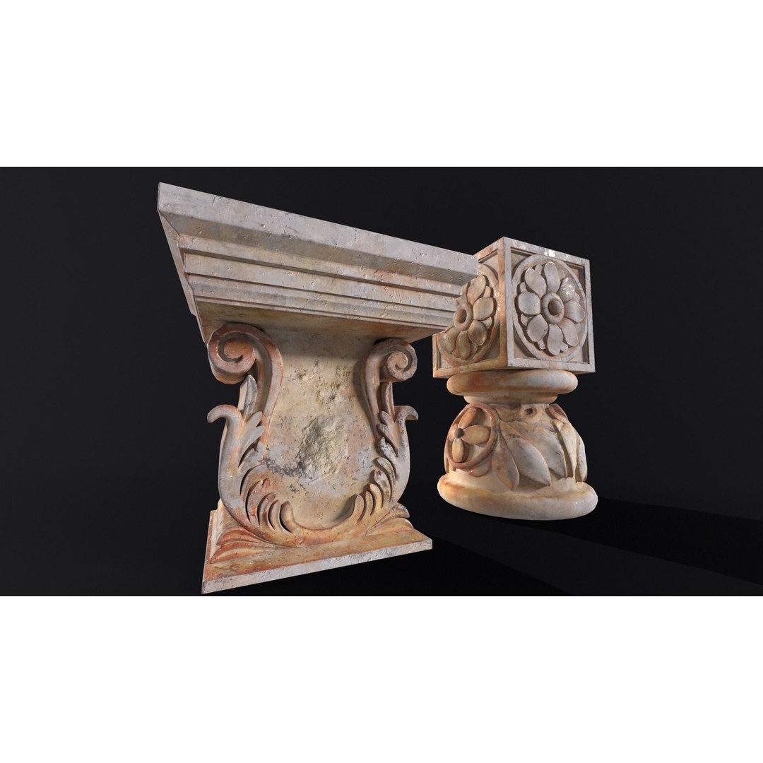 Marble Floral Garden Decoration 3D Model – Low Poly PBR Asset, FBX, OBJ - View 15