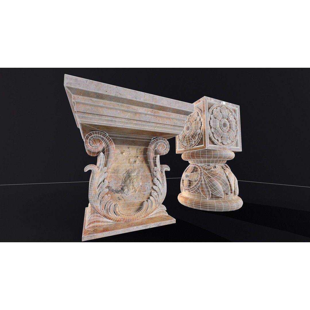 Marble Floral Garden Decoration 3D Model – Low Poly PBR Asset, FBX, OBJ - View 16