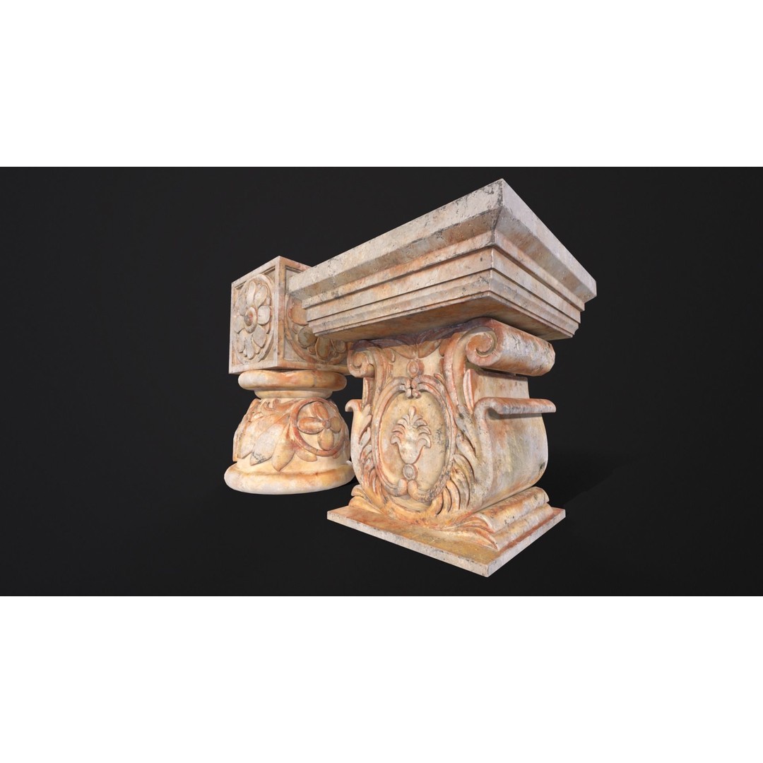 Marble Floral Garden Decoration 3D Model – Low Poly PBR Asset, FBX, OBJ - View 19