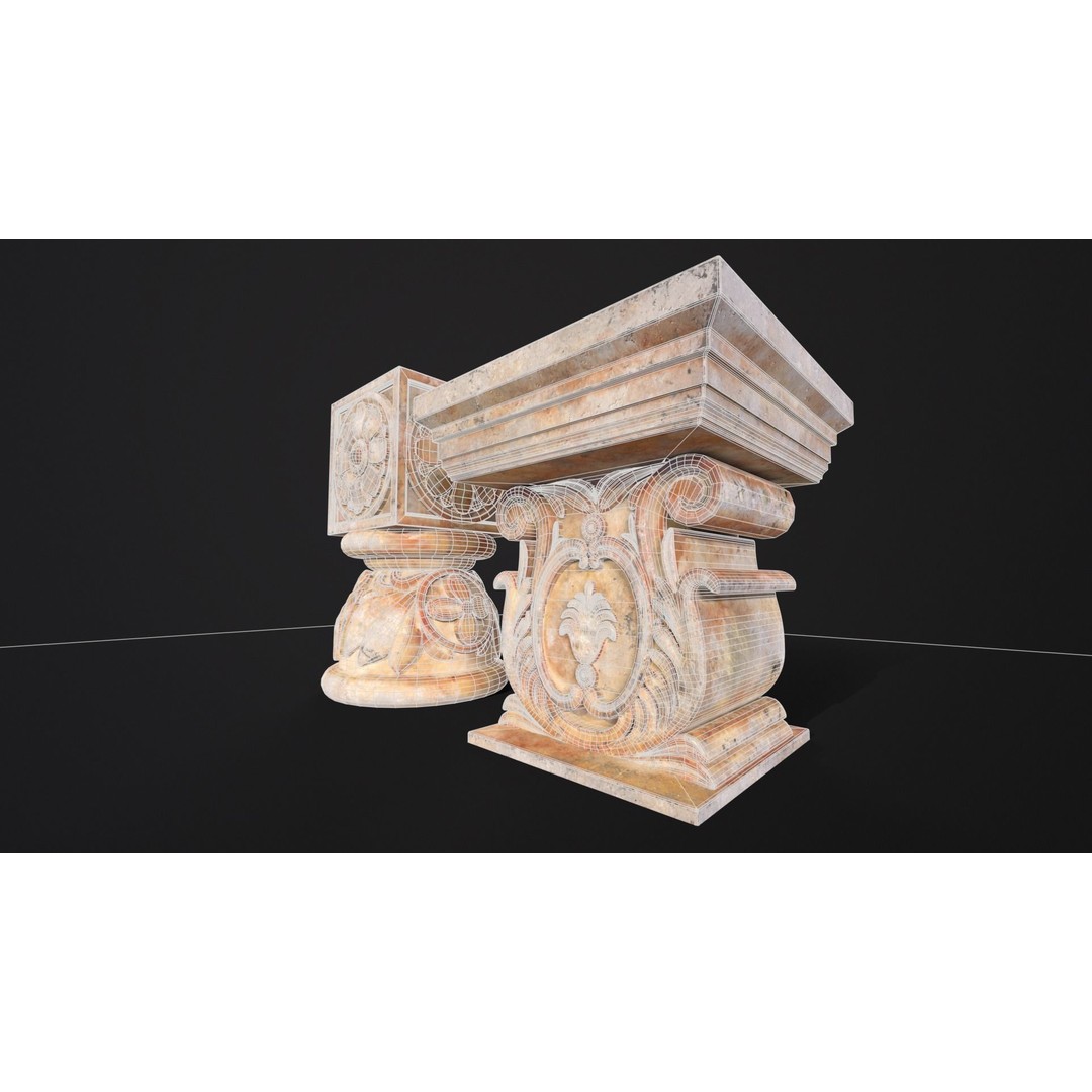 Marble Floral Garden Decoration 3D Model – Low Poly PBR Asset, FBX, OBJ - View 20