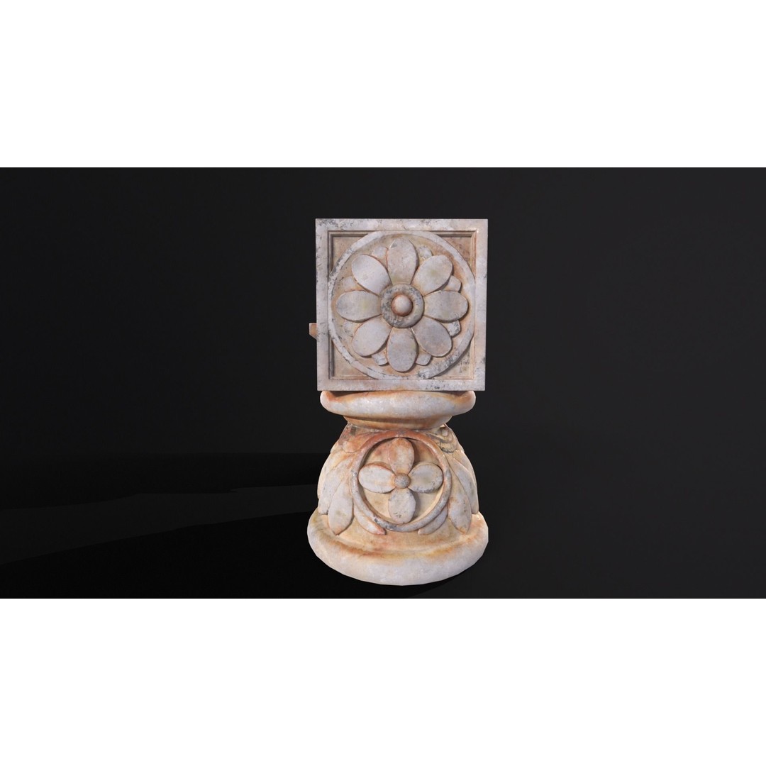 Marble Floral Garden Decoration 3D Model – Low Poly PBR Asset, FBX, OBJ - View 9
