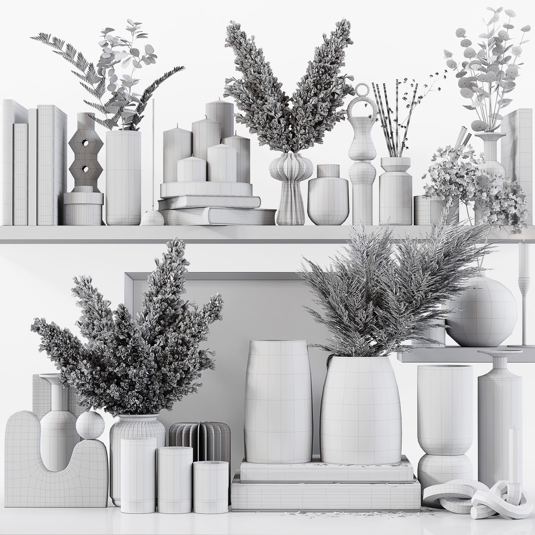 Pampas Grass 3D Model – Low Poly Decorative Set, FBX, OBJ - View 8