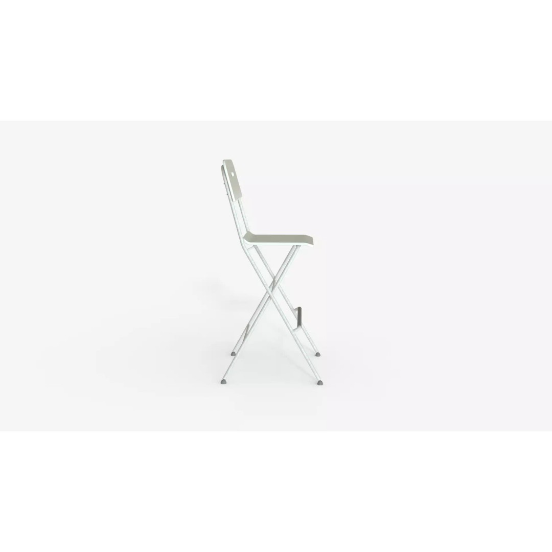 White Steel Folding Bar Chair 3D Model – PBR Textured, Game Ready Formats - View 5